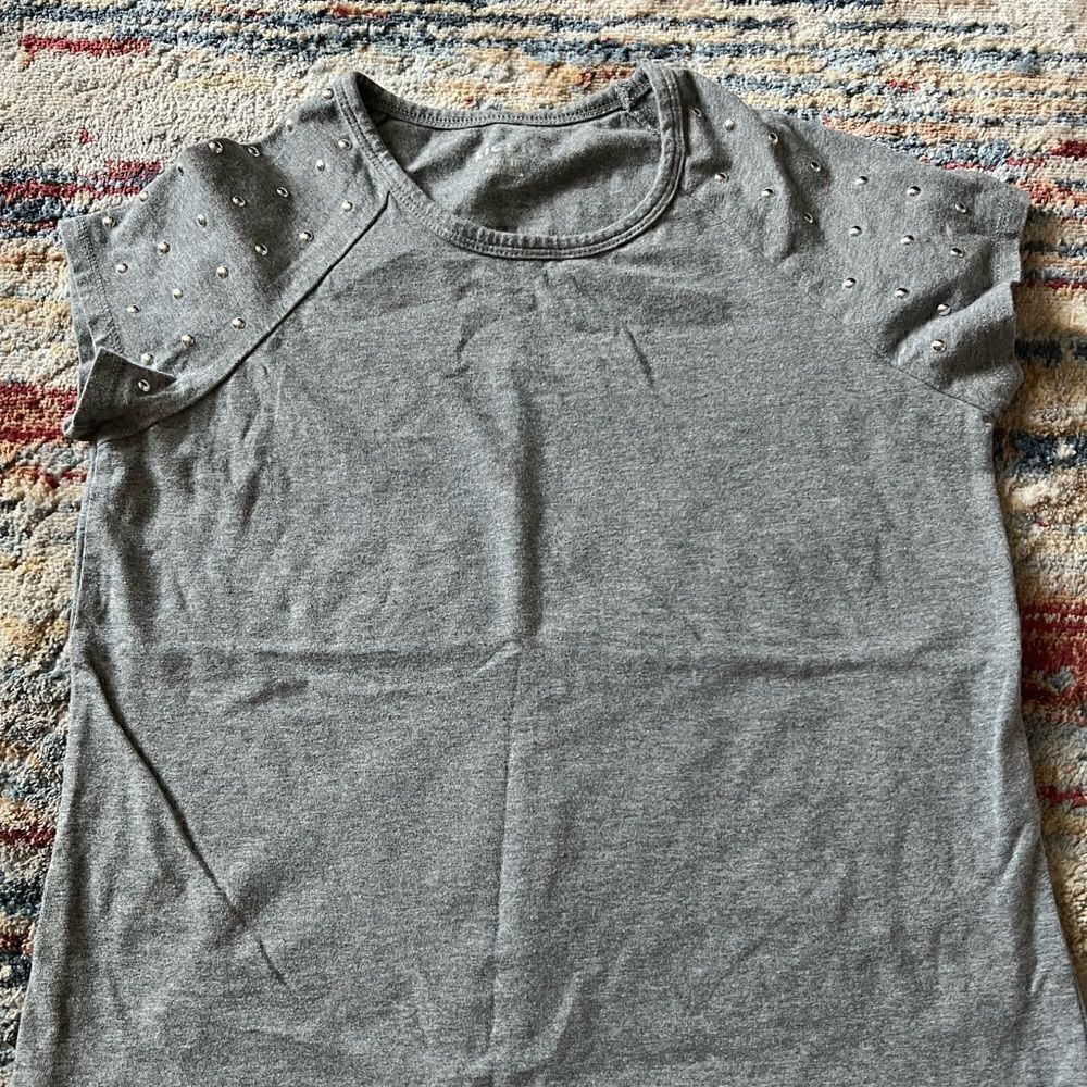 Girls shirt sleeve T-shirt with stud detail sleeve